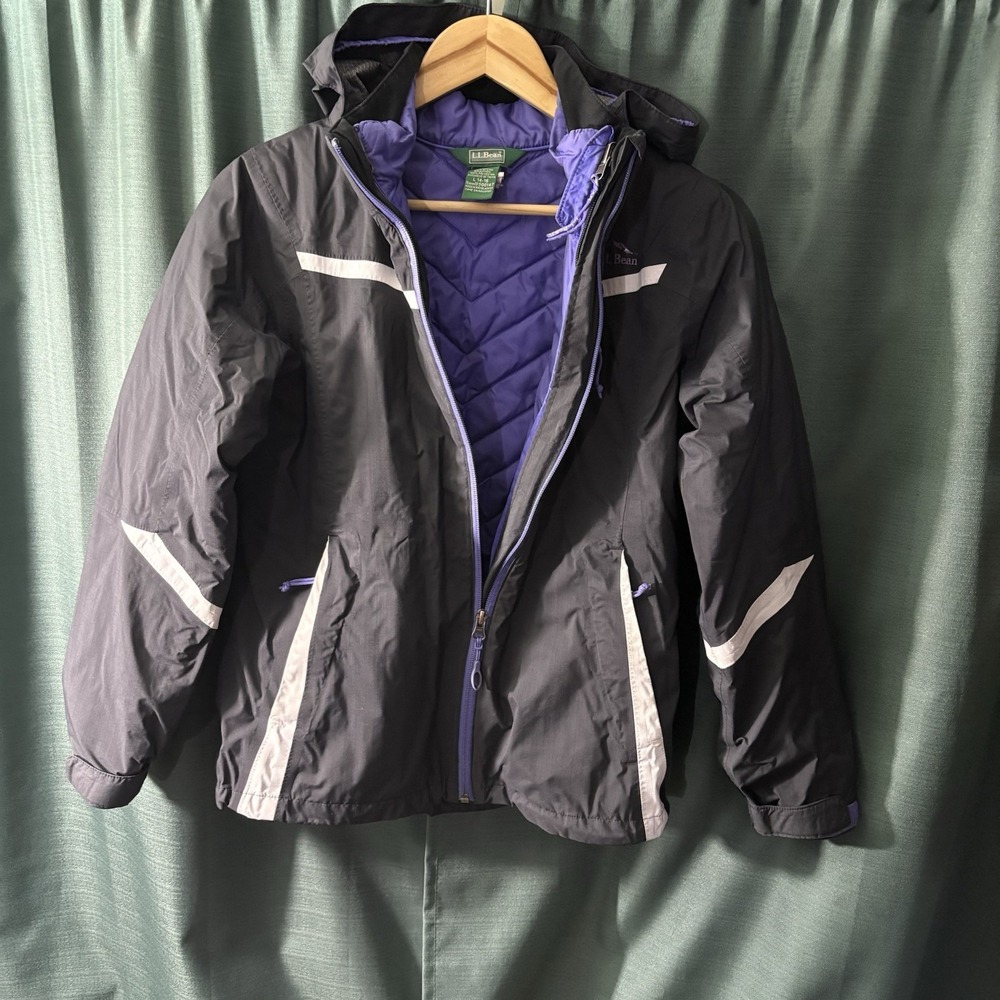 LL Bean Kids All-Weather Jacket 3 In 1 Purple And Black Size L 14-16 - Picture 2 of 6